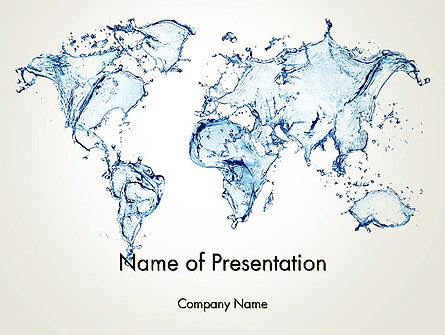 Blue Water Splash World Map Presentation Template, Master Slide