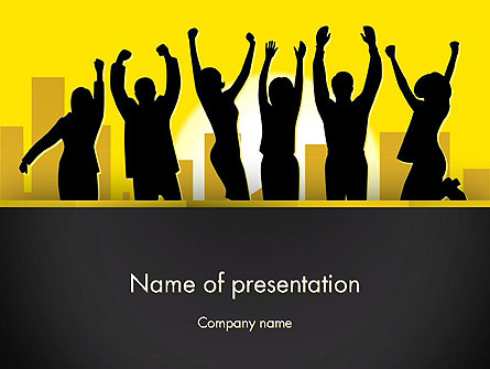 Jumping People Silhouettes Presentation Template, Master Slide
