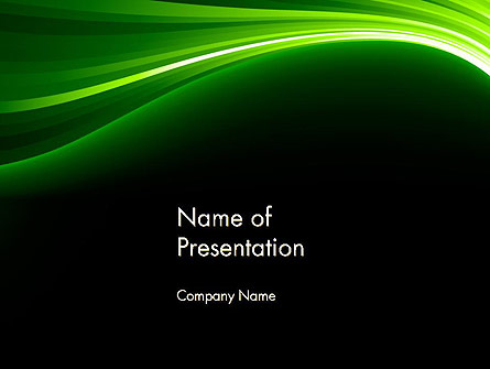 Green Waves on Black Presentation Template, Master Slide