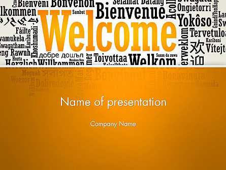 Welcome Word Cloud in Different Languages Presentation Template, Master Slide
