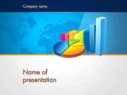Bar and Pie Charts on Word Map Presentation Template, Master Slide