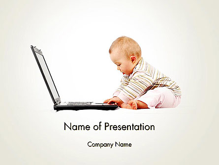 Small Baby with Laptop Presentation Template, Master Slide