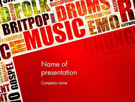 Music Word Cloud Presentation Template, Master Slide