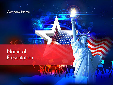 Statue Of Liberty With Fireworks Presentation Template, Master Slide