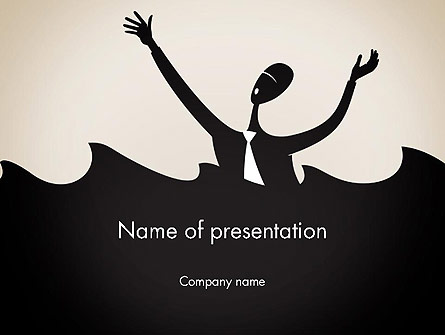 Drowning Businessman Cartoon Presentation Template, Master Slide