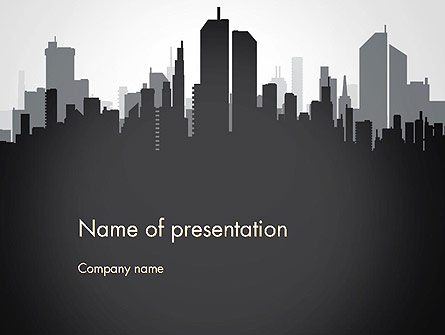 Black and White City Silhouette Presentation Template, Master Slide