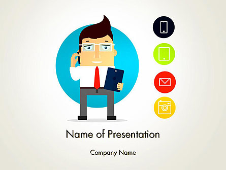 Businessman and App Icons Presentation Template, Master Slide