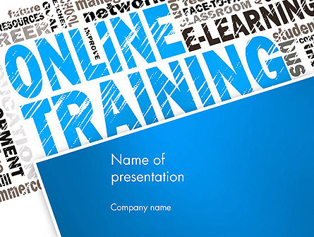 Online Training Word Cloud Presentation Template, Master Slide