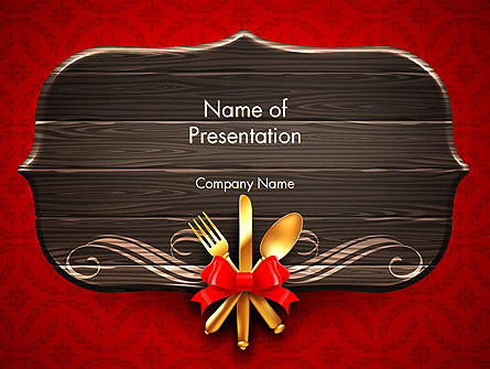 Gold Flatware Restaurant Presentation Presentation Template, Master Slide