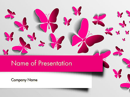 Pink Butterflies Presentation Template, Master Slide
