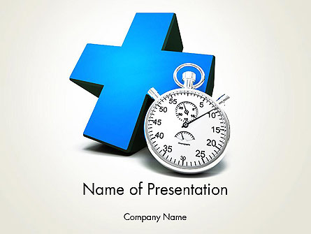 Blue Medical Cross and Stopwatch Presentation Template, Master Slide