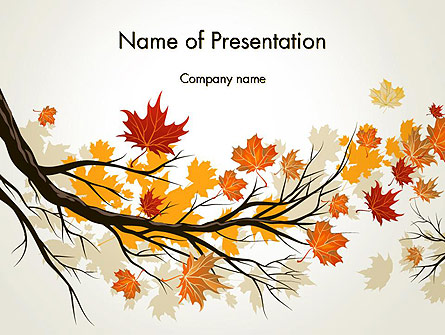 Maple Branch with Yellow Leaves Presentation Template, Master Slide