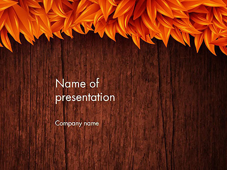Wood Surface with Yellow Autumn Leaves Presentation Template, Master Slide