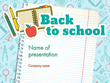 Back to School of Notebook Sheet Presentation Template, Master Slide