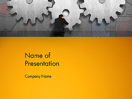 Man Pushing Gear to Connect Other Two Presentation Template, Master Slide