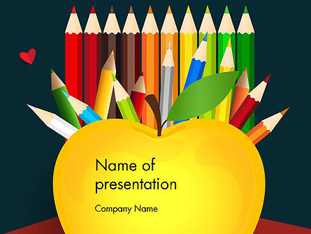 Knowledge Apple and Colored Pencils Presentation Template, Master Slide