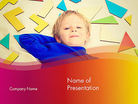Boy with Tangram Puzzles Presentation Template, Master Slide