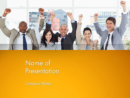 Rejoicing Business People Presentation Template, Master Slide