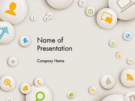 Scattering of Badges with Icons Presentation Template, Master Slide