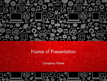 Pattern with Social Media And Technology Icons Presentation Template, Master Slide