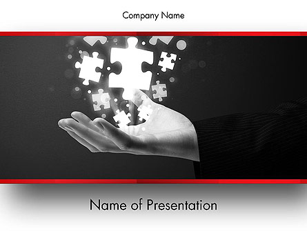 Businessman Hand with Glowing Puzzle Pieces Presentation Template, Master Slide