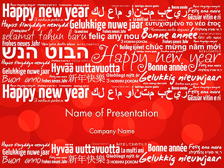 Happy New Year Wishes in Different Languages Presentation Template, Master Slide