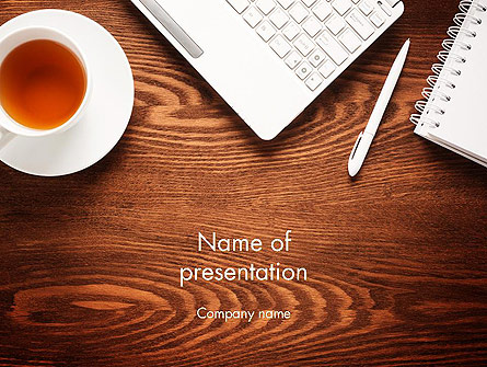 Top View on Wooden Desk Presentation Template, Master Slide