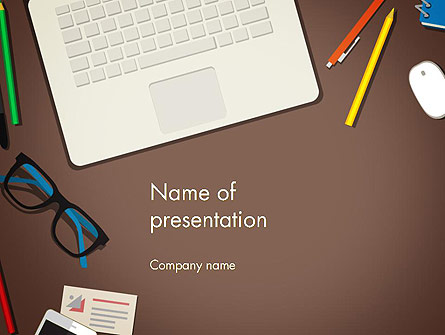 Office Workspace Top View Presentation Template, Master Slide