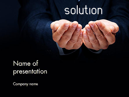 Businessman Holding Solution Presentation Template, Master Slide