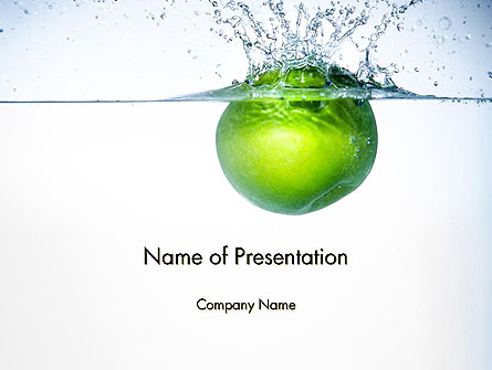 Green Apple Falling Into Water Presentation Template, Master Slide