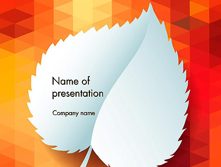 Paper Leaf on Orange Background Presentation Template, Master Slide