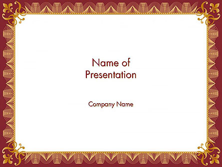 Certificate of Achievement Frame Presentation Template, Master Slide