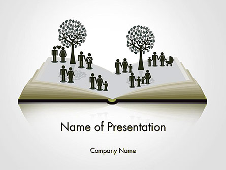 Clipart of Tree and People on Opened Book Presentation Template, Master Slide