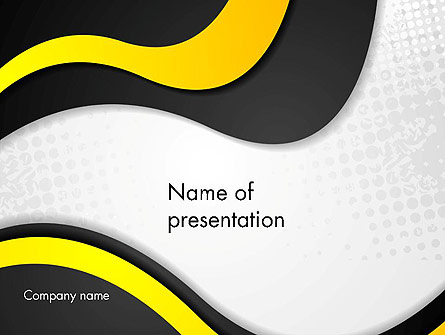 Yellow and Black Waves on Gray Background Presentation Template, Master Slide