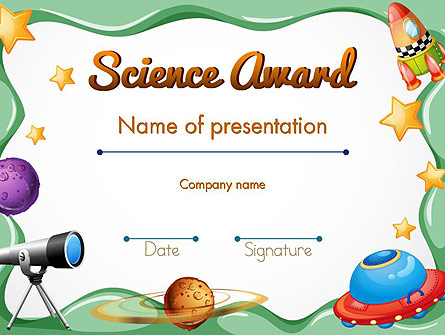 Science Award Certificate Presentation Template, Master Slide