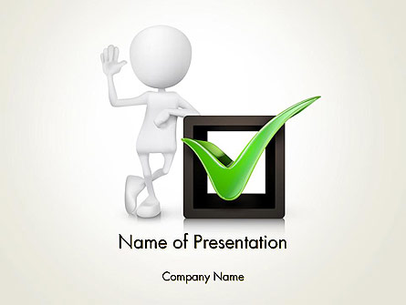 3D Person and Green Check Mark Presentation Template, Master Slide