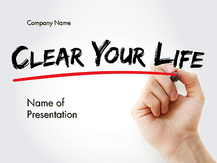Hand Writing Clear Your Life with Marker Presentation Template, Master Slide