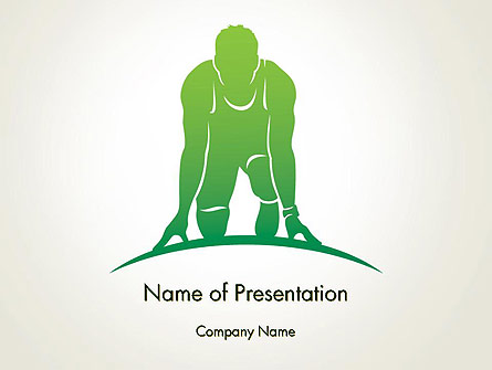 Man Athlete Silhouette in Starting Position Presentation Template, Master Slide