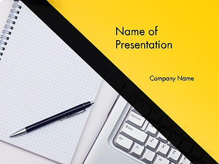 Keyboard and Notepad with Pen Presentation Template, Master Slide