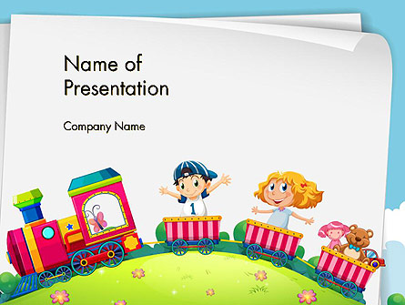 Children on the Train Illustration Presentation Template, Master Slide