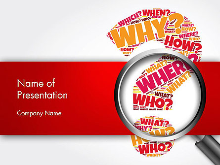 Question Mark with Magnifying Glass Presentation Template, Master Slide