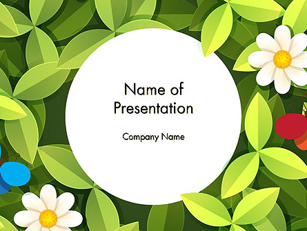 Green Leaf with Flowers and Butterflies Presentation Template, Master Slide