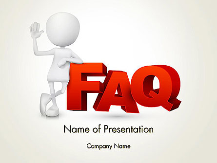 3D Small Person Standing Next to FAQ Presentation Template, Master Slide
