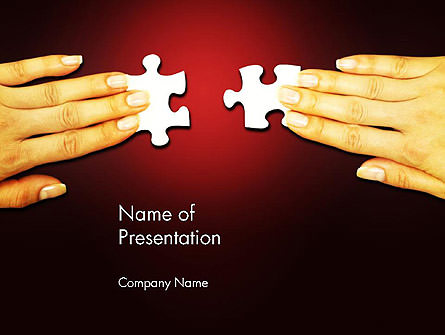 Woman Hands with Puzzle Pieces Presentation Template, Master Slide