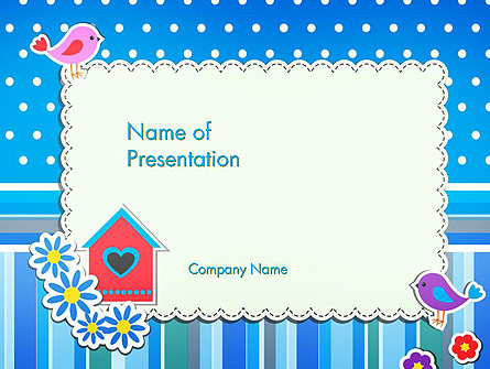 Baby Photo Frame With Flowers and Birds Presentation Template, Master Slide