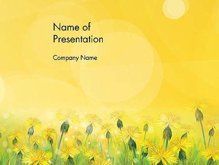 Dandelions Flowers on Sunshine Presentation Template, Master Slide