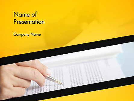 Woman Working with Text Presentation Template, Master Slide