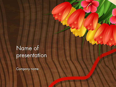 Bunch Of Flowers On Wooden Surface Presentation Template, Master Slide