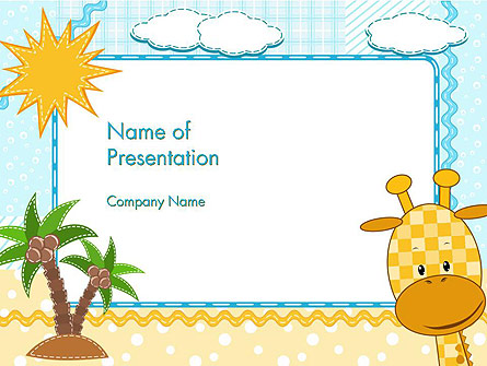 Children`s Photo Framework with Giraffe Presentation Template, Master Slide