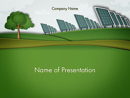 Solar Panels Batteries on Clean Field Presentation Template, Master Slide